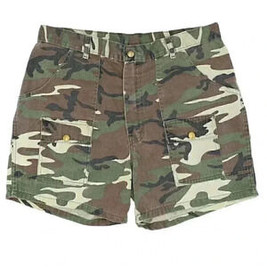 1990s Camo Cargo Mid Length Relaxed Shorts - Size 34